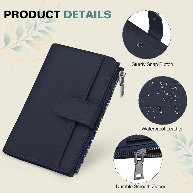 RFID Passport Holder for Travel, Leather Passport Wallet Cover with Airtag | with Airtag Slot, Card Cash Holders, Zippered Coins Pocket, for Women/Men, Gift Box, Travel Essentials, 4.1"L x 1"W x 6.3"H