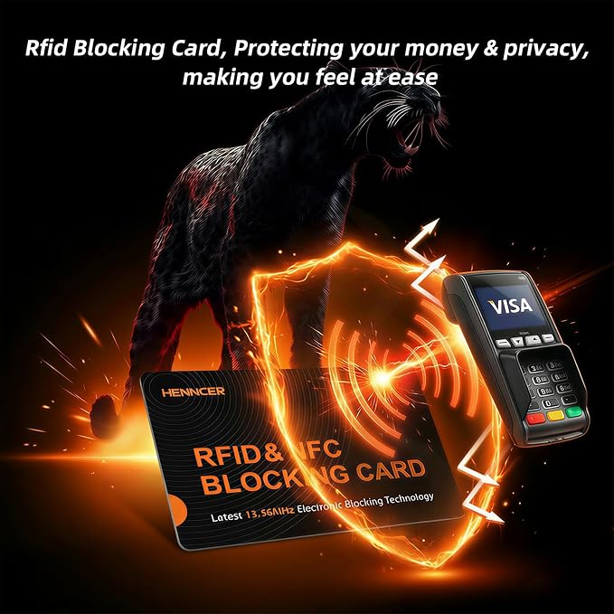 RFID Blocking Card, NFC Debit Credit Card Passport Protector, Entire Wallet Protection Blocker Set for Men & Women, Smart Slim Design Perfectly fits in Wallet and Purse (Blackorange, 2)
