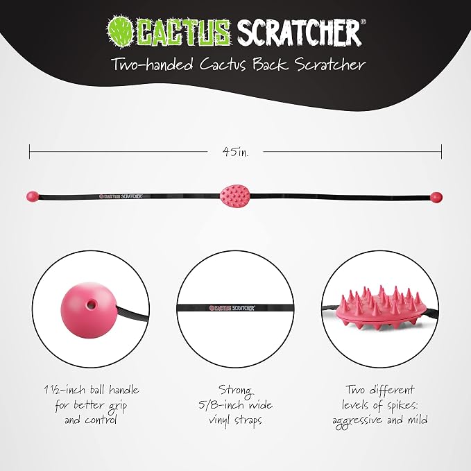 Mini Back Scratcher for Itching Relief, 2-Sided Aggressive & Soft Spikes, Long Handheld, Ideal for Hard-to-Reach Areas – Perfect for Mother's Day Gifts for Mom, Gifts for Her (Pink)