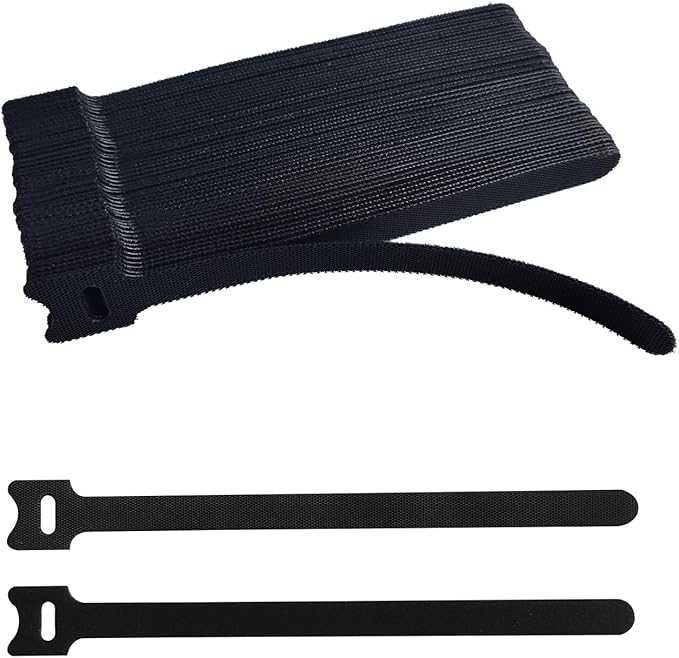 60 PCS 8 Inches Black Reusable Cable Ties,Multi-purpose Adjustable Cord Straps, Cable Organizer,Cord Wrap and Hook Loop Cords Management,Adjustable Cord Ties for Organizing Home, Office, Data Centers