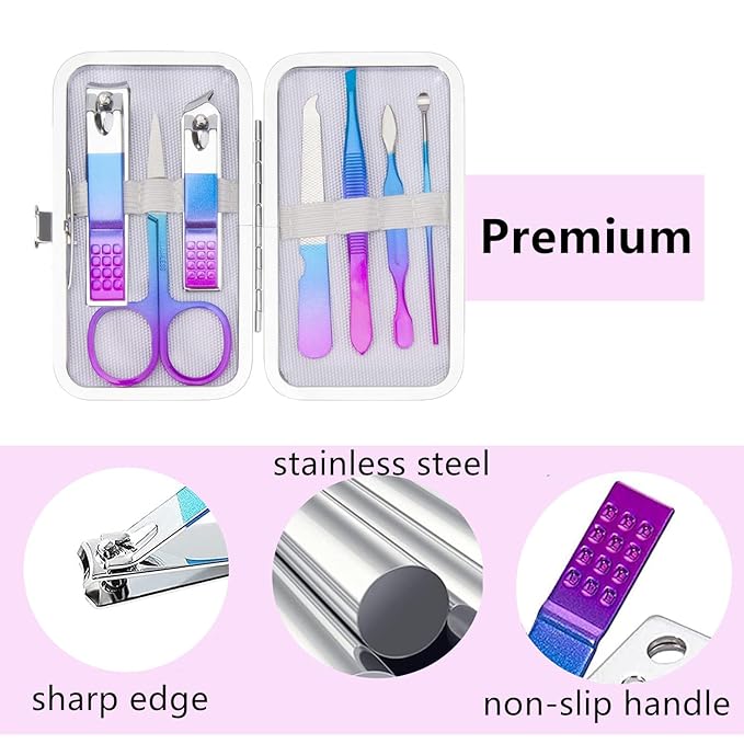 Manicure Set Nail Clipper Set Women Men Travel Manicure Kit Nail Clipper Kit Personal Care Tools with Case Manicure Pedicure Tools Grooming Kit Valentine's Day Gifts for Women Men Teens Family Friends