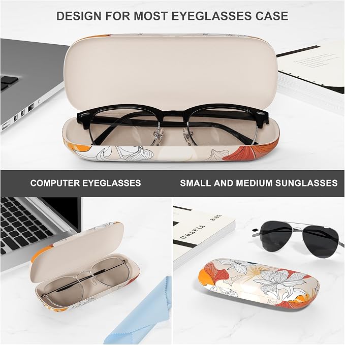 Eyeglasses Case, Portable Hard Shell Protective Case for Glasses, Eyeglass Holder Box for Women with Cleaning Cloth