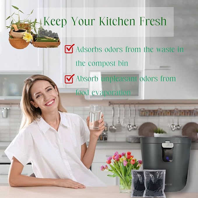 PurifyLogix Activated Carbon Filter Refill for FoodCycler Waste Composters | 1.6 Pounds, Kitchen Odor-Absorbing Replacement Charcoal Compatible with Eco 5 FoodCycler Indoor Electric Composter(2PCS)
