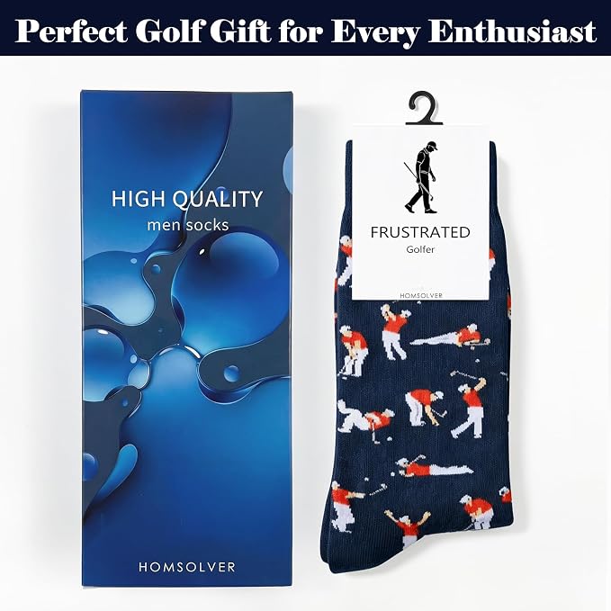 Homsolver Golf Socks for Men - Funny Gift for Dad, Golf Accessories for Men, Novelty Birthday Gifts for Golfers, Angry Golfing Apparel, Size 8-12