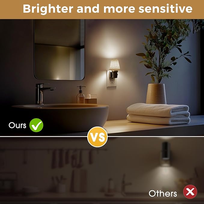 L LOHAS LED Night Lights Plug into Wall, Linen Fabric Night Light | 2 Pack Dusk to Dawn Sensor Vintage Nightlight, 5000K Daylight 0-100LM Dimmable, for Bedroom Living Room Hallway