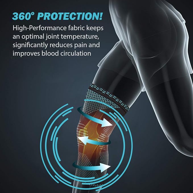POWERLIX Leg Sleeve - Best Knee Brace for Leg Pain for Men & Women Knee Support for Running, Basketball, Volleyball, Weightlifting, Gym, Workout, Sports Please Check Sizing Chart