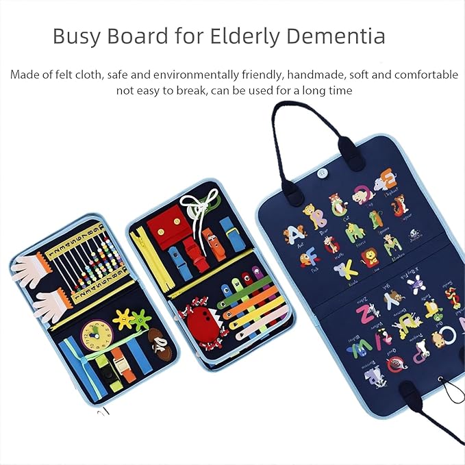 Fidget Blanket for Dementia,Alzheimers Dementia Products for Elderly,Calming Comforting Dementia Activities for Seniors,Toddler Busy Board,Sensory Blanket Helps with Autism,Asperger’s,Anxiety