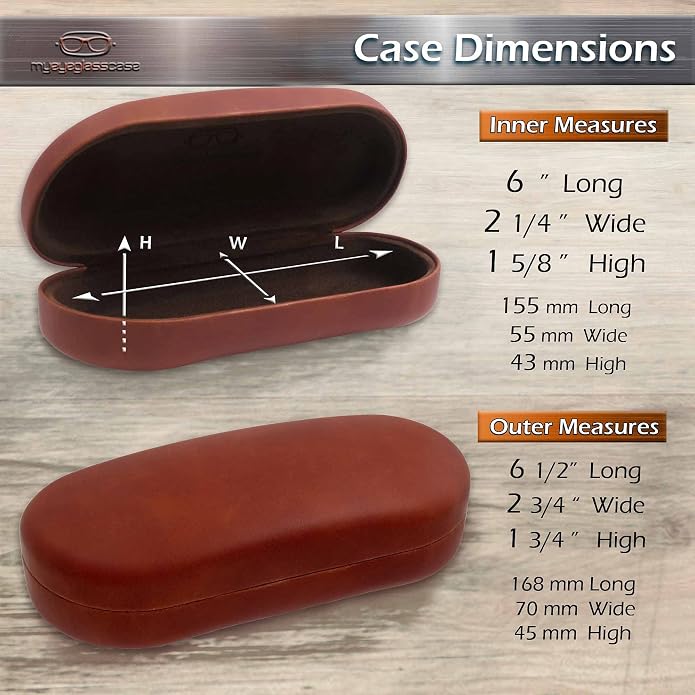 MyEyeglassCase - Large Sunglasses Case - Glasses Holder with Pouch & Cloth - Eyeglass Hard shell Medium - Extra Large frames