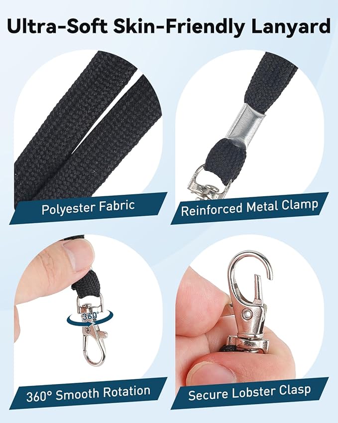 Uniclife 10 Pack Passport Holder, Clear PVC ID Badge Holder with Lanyard | Waterproof Passport Holders for Travel, Extra Large Lanyard Card Holder for Cruise & Events, 4.5" × 6.4"