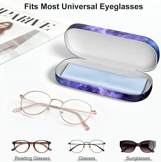 Hard Shell Leather Sunglasses Case,Classic Fashionable Cute Large Glasses Case for Women Men,Sunglass Eyeglasses