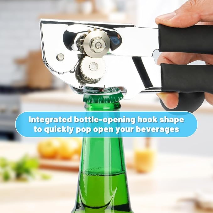 Manual Heavy Duty Crank Commercial Can Opener Cozy Long Handles | Razor Sharp Stainless Steel Cutting Wheel,Effortlessly Open Big Can,for Seniors, Arthritis, Restaurants,Home Kitchens