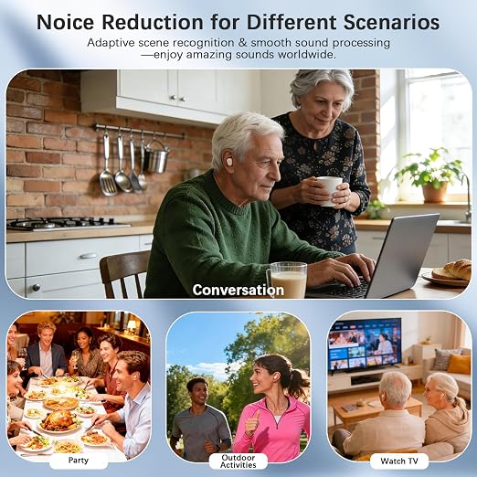 Hearing Aids for Seniors & Adults with 16-Channel Digital OTC Hearing Aids, Rechargeable, Comfort & Invisible In-Ear Design, Auto On/Off