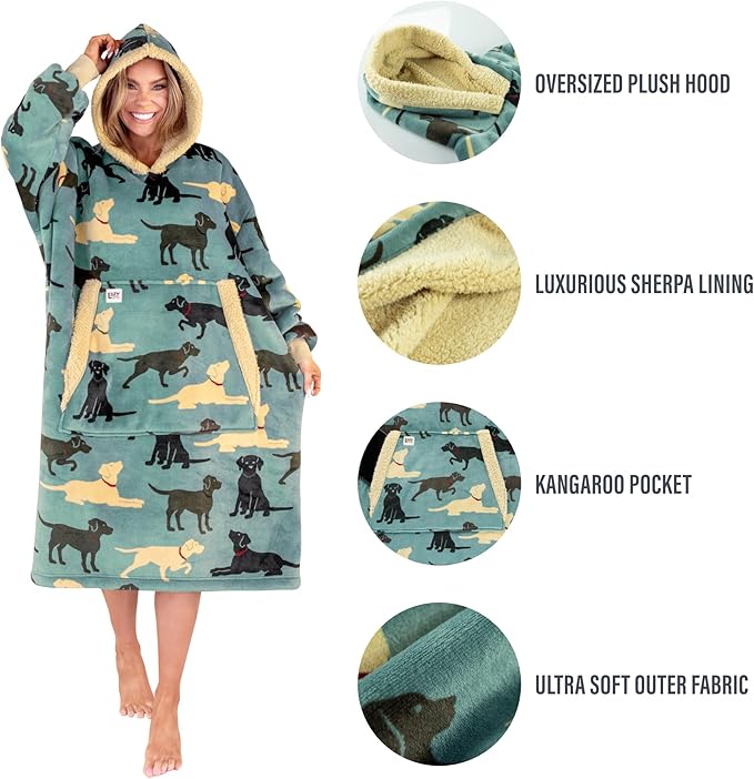 LazyOne Oversized Blanket Hoodie, Oversized Hoodies for Women and Men, One Size Fits All Wearable Blankets