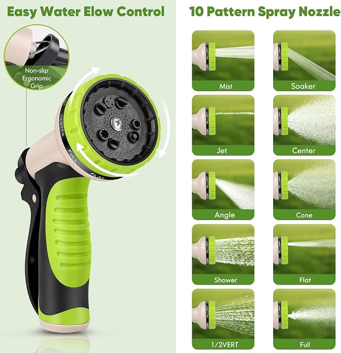 Unywarse Garden Hose 175ft, Stainless Steel Heavy Duty Water Hose with 10 Function Nozzle Flexible, Lightweight, No-Kink, Pet Proof, Puncture Proof Metal Hose for Yard, Outdoor