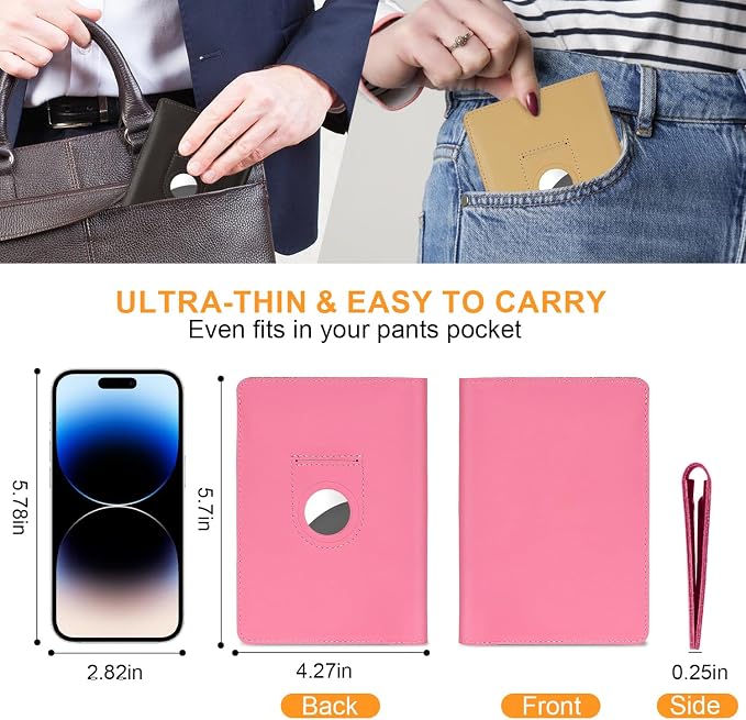 Full Grain Leather Passport Holder Cover for Men and Women Travel, Passport Wallet with AirTag Slot, Travel Must Haves Essentials Genuine Leather Passport Covers Gifts