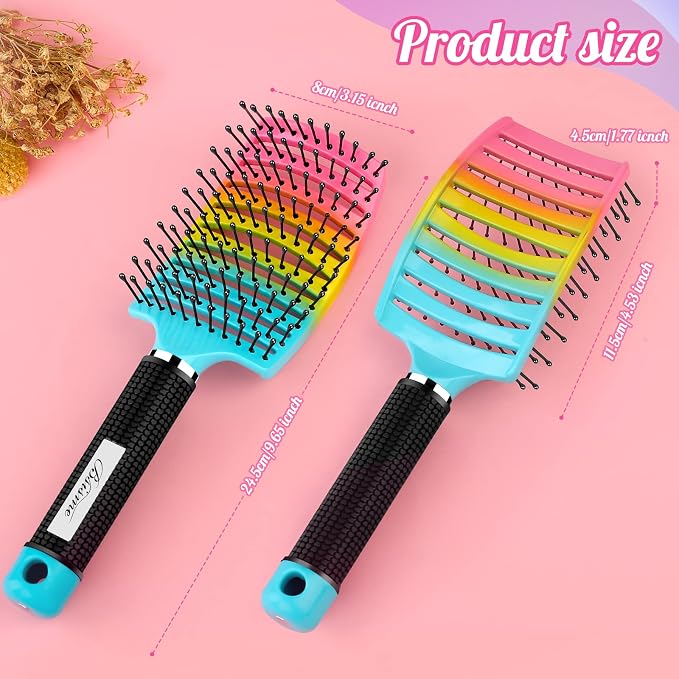 Curved Vented Paddle Brush - Faster Blow Drying, Detangling for Women & Men, Professional Styling for Wet, Curly, Thick or Straight Hair (colourful) | Professional Styling Detangling for Wet, Curly, Thick, Straight Hair, Remove Knots & Reduces Breakage