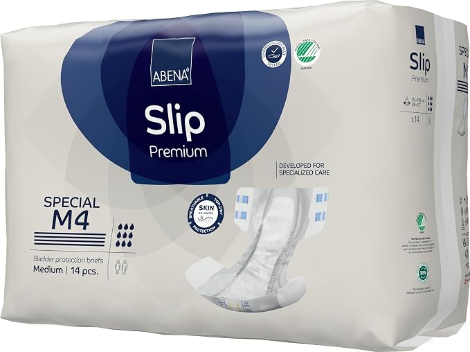 Abena Classic Design Adult Diapers, Slip Special Premium Incontinence Briefs, Heavy Absorbency, Level 4, Medium, 56 Count