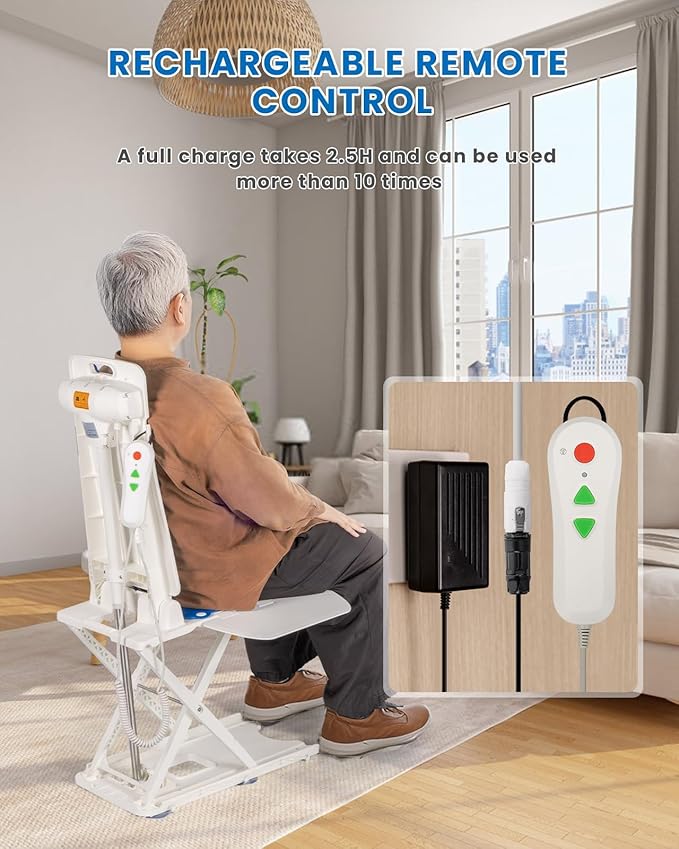 Flycity Electric Lift Chair, IP68 Waterproof Bath Lift Chair for Tub, Floor Chair Lift Assist Devices for Seniors & Disabled, Elderly Assistance Products, Raises Up to 20" | Support Up to 300 LBS