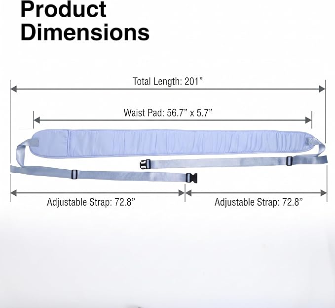 Medical Bed Restraint Strap for Elderly, Anti-Fall Waist Belt for Elderly, Adjustable Wheelchair Seat Safety Belt,Medical Bed Safety Assist, Aqua Blue