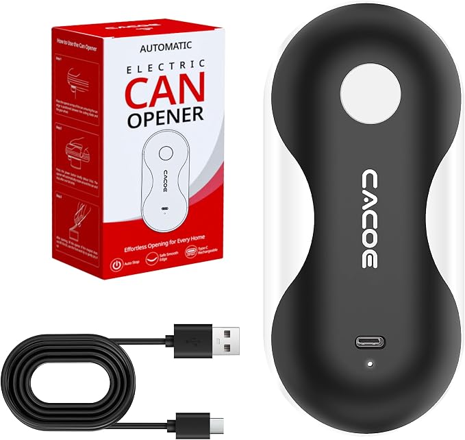 CACOE Automatic Smart Electric Can Opener with Auto Stop & USB-C Charging | Cordless Can Opener for Elderly and Arthritic Users for Seniors & Arthritis, Effortless One-Touch Open (black)