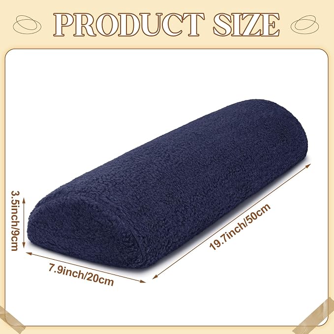 Sintuff Recliner Leg Rest Cushion Sofa Footrest Pillow with Cover Half Moon Bolster Pillow Under Knee Pillow for Sleeping On Back Alleviating Pain, 19.7 x 8 x 3.5 Inch (Dark Blue, 1 Pcs)
