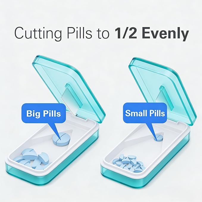 Bug Hull Pill Cutter with Removable Silicone Liner, Pill Splitter with Stainless Steel Blade, Pills Cutters Splitter for Small and Tiny Tablets, Splitters for Small or Large Pills Professional-Green