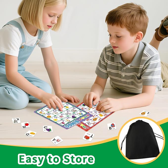 Spanish Alphabet Bingo Game, Letter&Number Sight Word Bingo Board Games for Kids, ABC and 123 Learning Toys for Kindergarten, Toddler Preschool Learning Activities, Family Matching Games