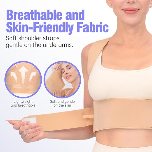 Posture Corrector for Women, Invisible Lightweight Adjustable Back Brace for Neck Shoulder & Upper Back Pain Relief - Improve Posture Correct Scoliosis & Hunchback Under Clothes (Beige, M)