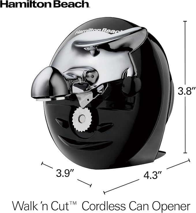 Hamilton Beach Walk 'n Cut Electric Can Opener for Kitchen,Use On Any Size,Automatic and Hand-Free,Cordless & Rechargeable,Easy Clean Removable Blade,Black (76501G),(Pack of 2)