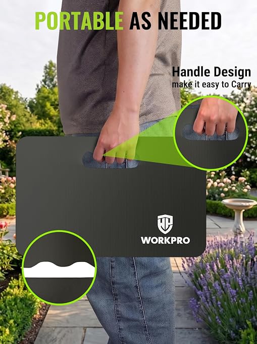 WORKPRO Extra Thick Kneeling Pad, 2-Pack, 17.5 x 11 x 1.5 in, Black & Blue | Soft NBR Foam Cushioning for Knee, Large Foam Kneeler Mat for Gardening, Bathing Baby, Exercise, Workout Supplies