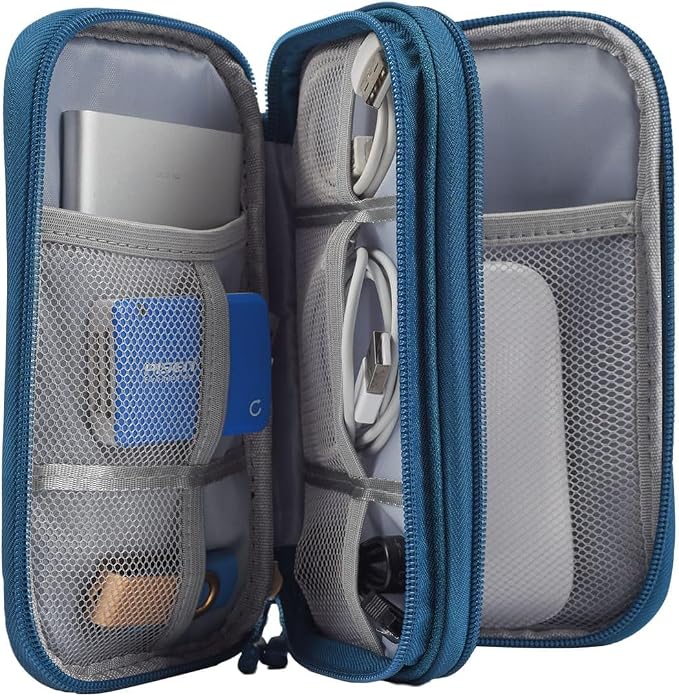CAOODKDK Electronic Organizer Travel Cable Accessories Bag, Waterproof Electronic Organizer Case, Accessories Organizer Bag for Power Bank, Charging Cords, Chargers, USB Cable, Earphones (Dark Green)