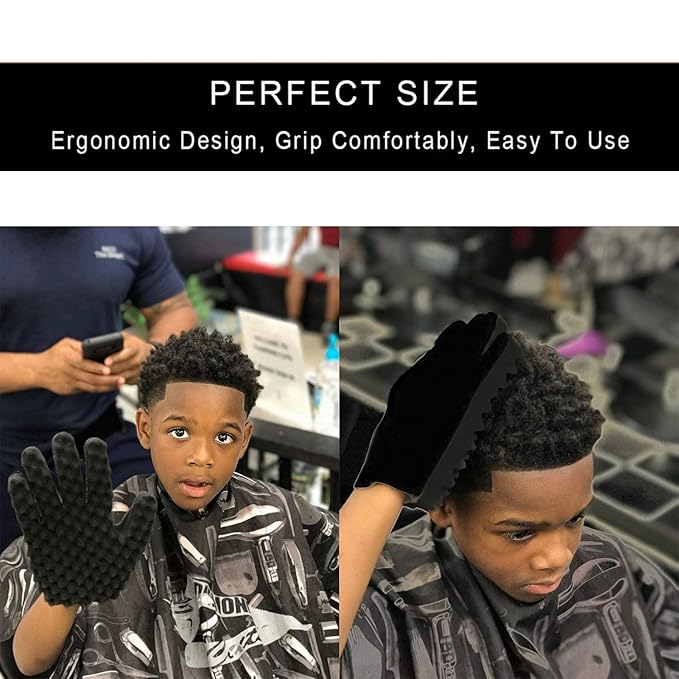 Curling Sponge Glove with Hair Twist Comb for Natural Curls - Men and Women