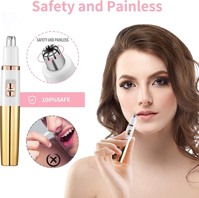 AREYZIN Nose Trimmer for Women Ladies Painless Facial Trimmer for Women,Eyebrow Facial Ear Hair Razors Nose Hair Clipper Professional, Waterproof, Gold