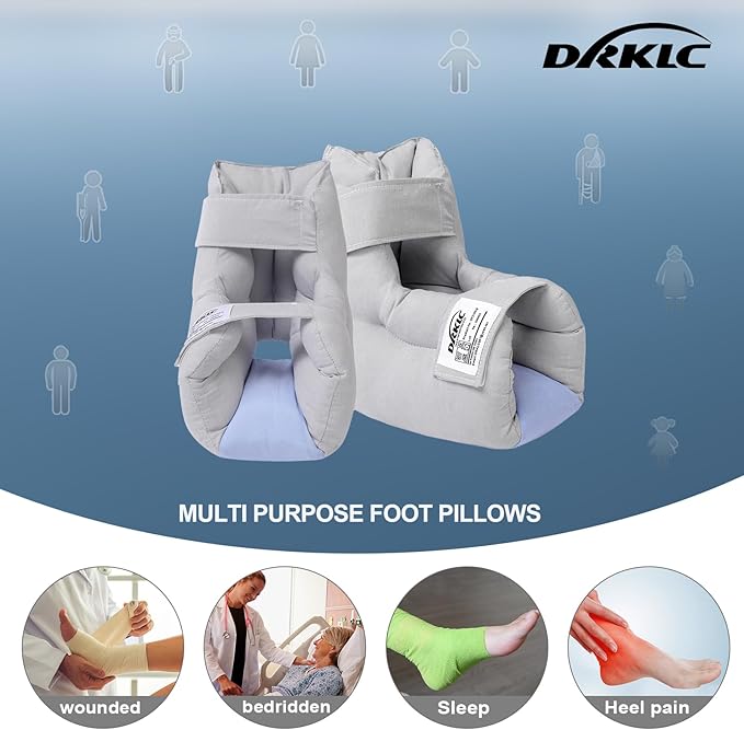 Heel Protector Cushion to Relieve Pressure from Sores and Ulcers, Adjustable Foot Pillow for Bedridden Patients Supplies, Ankle Pillow for Heel Pain