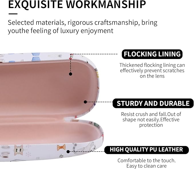 PERFECTSIGHT Hard Shell Eyeglasses Case, Kawaii Protective Glasses Case for Kids, Cute Eyeglass Case for Women Men Girls