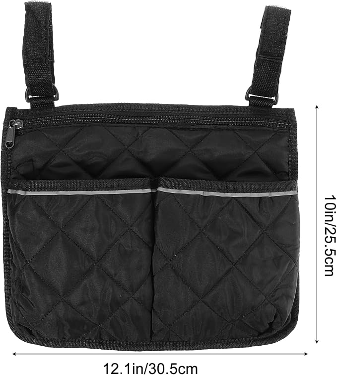 Walker Bag for Folding Walker Walker Basket with Reflective Safety Strips Foldable Wheelchair Storage Bag with 2 Adjustable Straps for Night Visibility Seniors Elderly