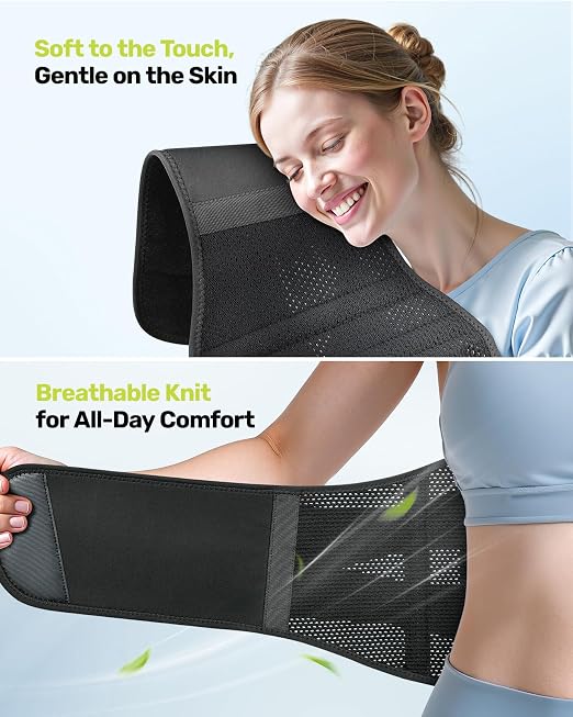 RAKIIE Back Brace for Lower Back Pain Relief for Women Men, Back Support Belt with 7 Stays for Lifting at Work, Breathable Soft Lumbar Support with 3D Support Removable Pad for Herniated Disc, Gray Size XXL (Waist: 51.2"-62.9")