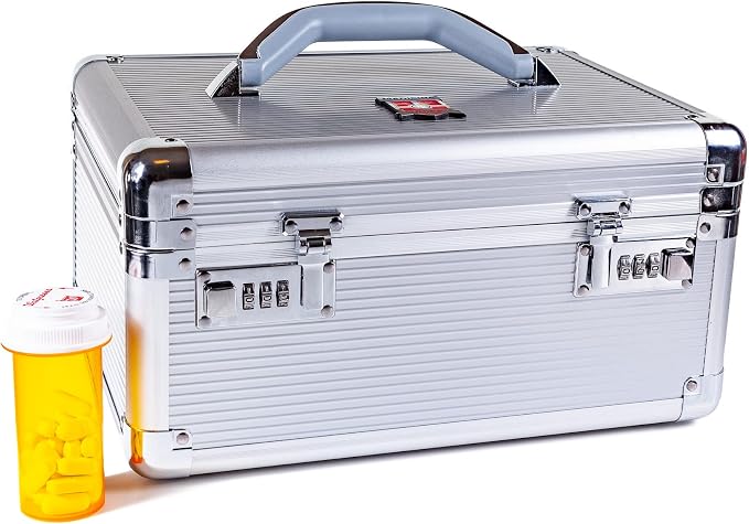 MEDICINE RX SAFE Medication Carrying Case - Large_Silver