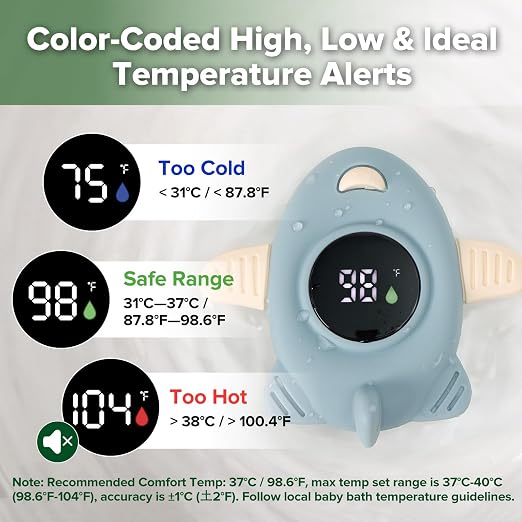 Haakaa Silicone Baby Bath Thermometer – Water Temperature Thermometer for Baby Safety, Floating Infant Bath tub Temp Thermometer for Newborns & Toddlers-Jet