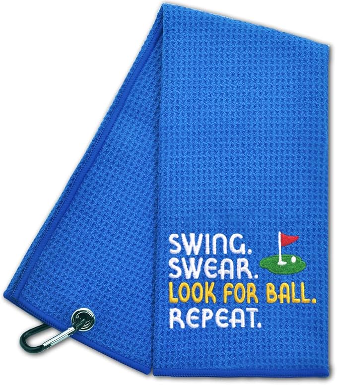 Hafhue Swing Swear Look for Golf Towel, Golf Accessory for Golf Bags, Embroidered Golf Towels with Clip, Retirement Gifts for Grandma Mom Sister Golfs Lover, Christmas Birthday Gifts for Men