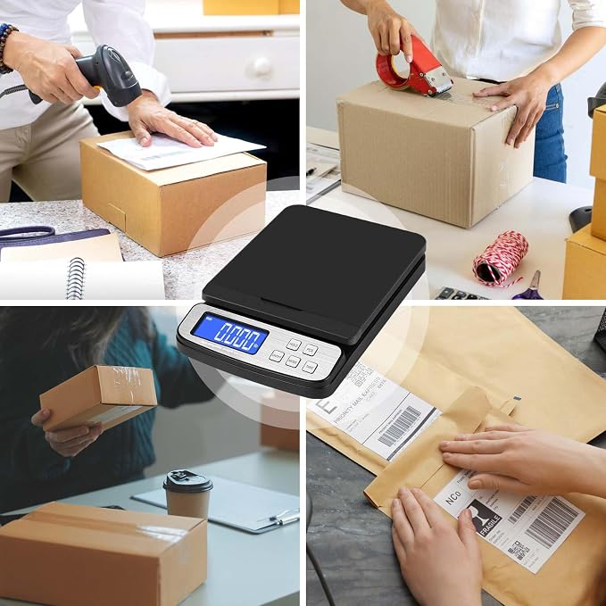 Fuzion Shipping Scale - Digital Postal Scale 88lb x 0.1oz, Flip-up Platform | All-in-1 Postal Scale, Large Display, Hold/Tare/PCS Counting, Easy Calibration, 5 Units, Scale for Packages, Small Business