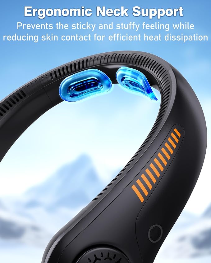 Portable Neck Fan - Rechargeable Personal Fan with Neck Support, 5000mAh, 5-Speed Quiet, Lightweight Long Lasting Bladeless Fan, Wearable Cooling Fan for Hot Flashes, Travel, Gifts for Men Women