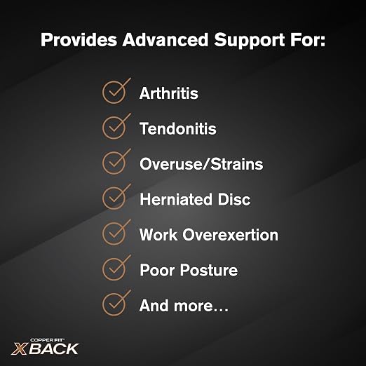 Copper Fit X-Back Brace for Lower Back Pain, Lumbar Support, Herniated Disc, Sciatica, Arthritis – Adjustable, Breathable Design - for Men and Women (Large/XLarge) | Back brace with lumbar support for lower back pain, sciatica relief, posture support, ...