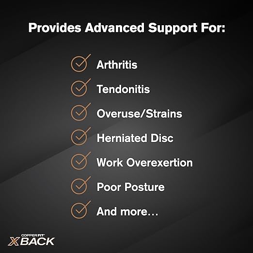 Copper Fit X-Back Brace for Lower Back Pain, Lumbar Support, Herniated Disc, Sciatica, Arthritis – Adjustable, Breathable Design - for Men and Women (Small/Medium) | Back brace with lumbar support for lower back pain, sciatica relief, posture support, ...