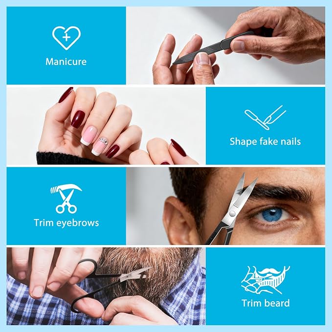 MORGLES Tweezers Set for Men 9 Pcs Nail Clipper Kit with Case for Grooming | 5 Tweezers, Clippers, Scissors, Rust-Proof Steel, Travel Press-On Case, for Splinters, Brows, Hair Removal