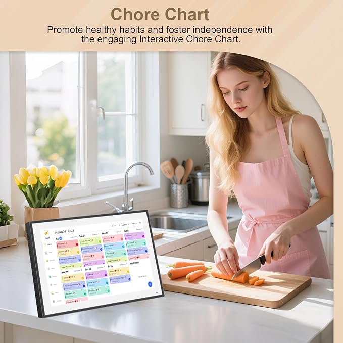 10.1 inch Digital Calendar & Chore Chart,Smart Touchscreen Interactive Display for Family Schedules, Wall & Desk Mountable, Digital Photo Frame Functon, Great for Organizing Your 2026 Calendar