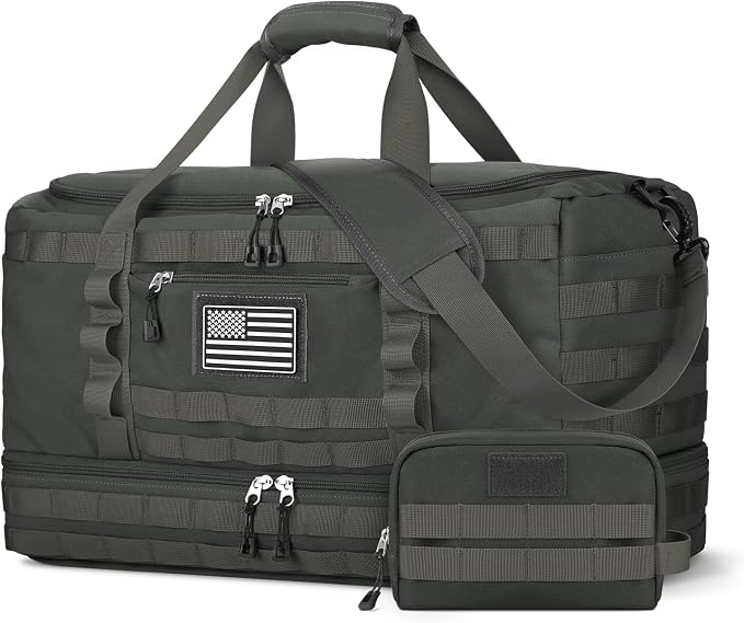 Gym Bag for Men Women, Carry on Luggage 22x14x9 Airline Approved Duffle Bag | Tactical Travel Bags with Toiletry Bag and Shoe Compartment, Weekender Overnight Duffel with Wet Pocket for Workout, Gray