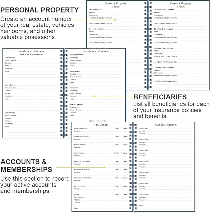 End of Life Planner – Final Arrangements Organizer for Beneficiary, Will Preparation, Last Wishes & Funeral Planning, 5.8" x 8.5", Blue
