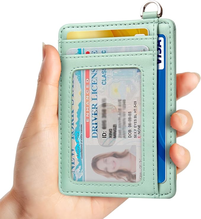 Slim Minimalist Front Pocket Wallet, RFID Blocking Credit Card Holder Wallet with Detachable D-Shackle for Men Women