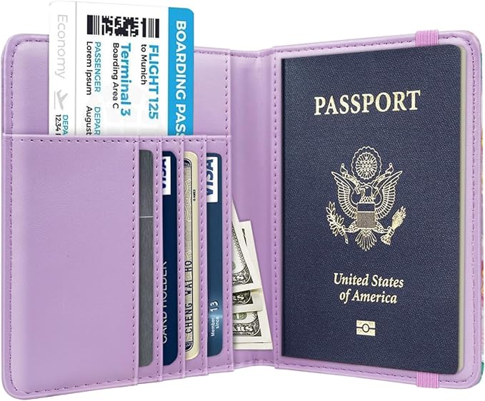 Coco Rossi Passport Holder for Travel Women Slim RFID Passport Cover Wallet | Travel Essentials, Passport Book Holders, Passport Wallet Cover Case, PU Leather, Cute, Thin, Spliced Design, Garden Flower